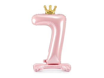 Stojący balon foliowy cyfra ''7'', 84 cm, jasny różowy