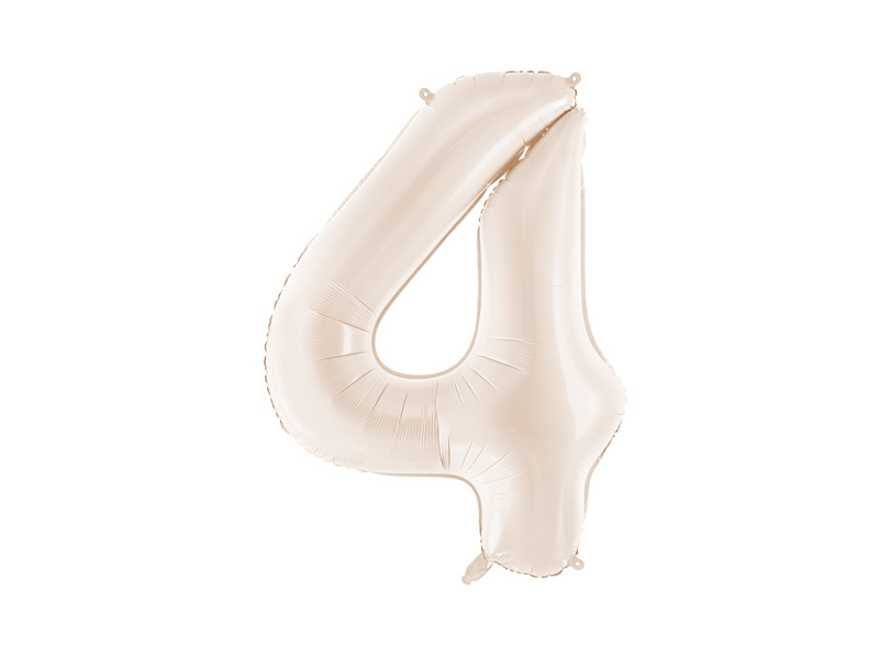 Balon foliowy cyfra 4 jasny beż 86cm