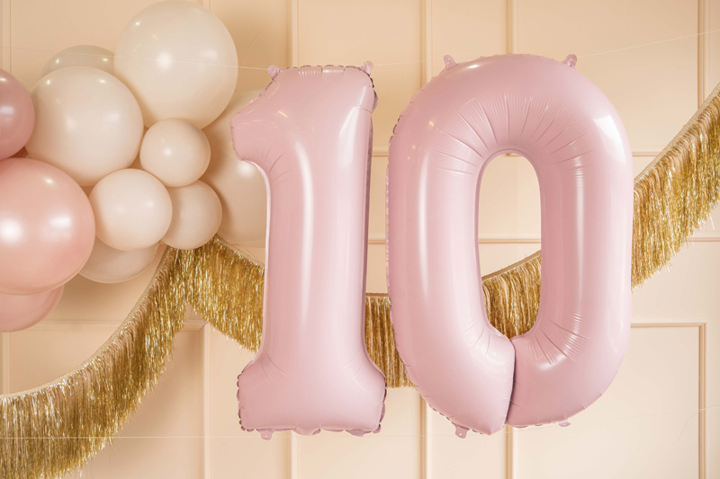 Balon foliowy cyfra 1 jasny różowy - balon w aranżacji