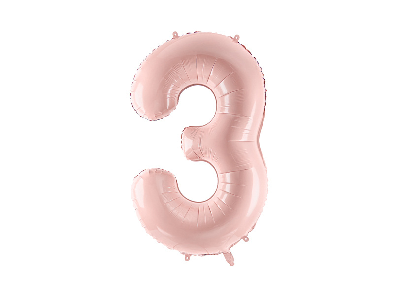 Balon foliowy Cyfra 3 jasny różowy 72 cm