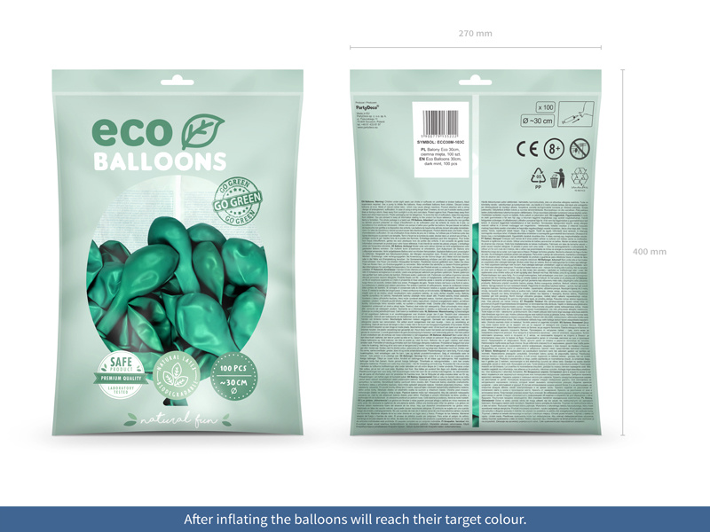 Balony Eco metalizowane ciemna mięta – zbliżenie na strukturę