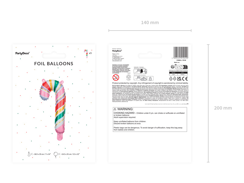 Kolorowe balony w kształcie cukrowej laski