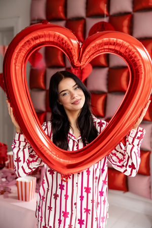 Balon foliowy Serce ramka, 86x83.5 cm, czerwony