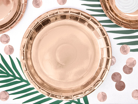 Talerzyki okrągłe, różowe złoto, 23cm (1 op. / 6 szt.)