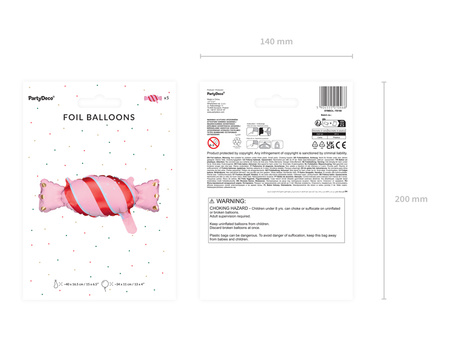 Balon foliowy Cukierek, mix, 40x16,5 cm (1 op. / 5 szt.)
