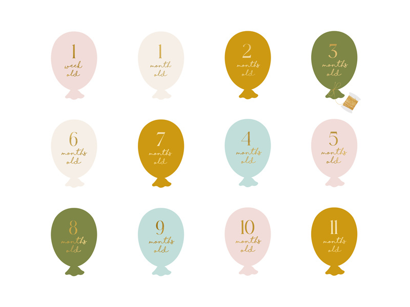 Karty do zdjęć Baloniki - mix kolorów, komplet 12 sztuk