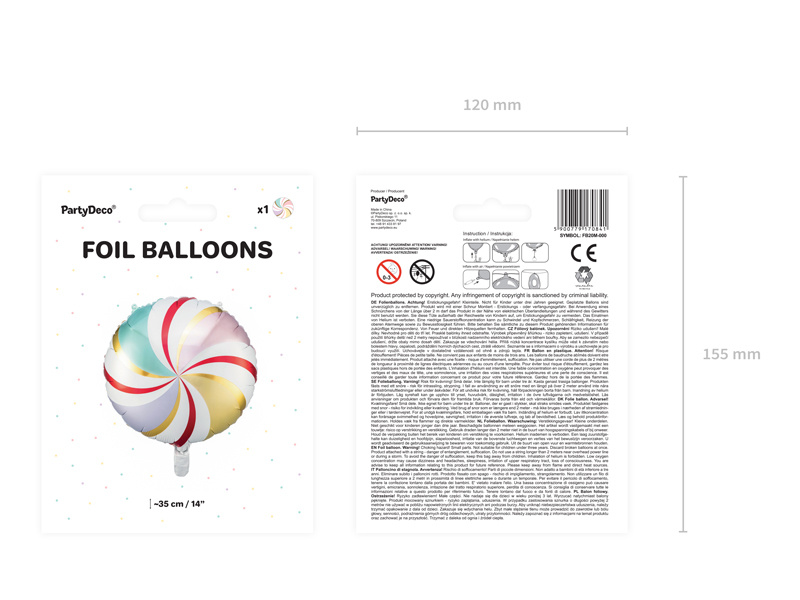 Balon foliowy Cukierek 35 cm mix – różne kolory balonów