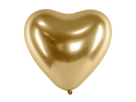 Balony Glossy 30cm, Serca, złoty (1 op. / 50 szt.)