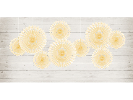 Rozety dekoracyjne, jasny kremowy, 20-30cm (1 op. / 3 szt.)