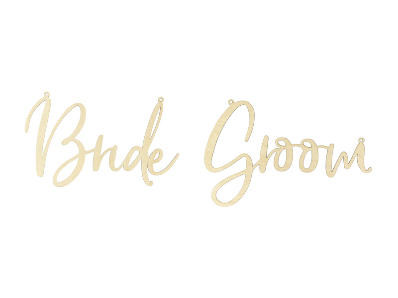 Zawieszki na krzesła Bride Groom naturalne drewno