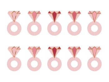 Znaczniki na kieliszki Pierścionki, 4x6.5 cm, mix (1 op. / 10 szt.)