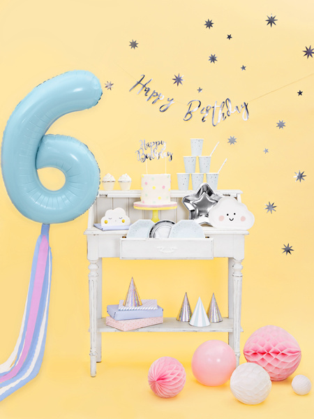 Balon foliowy cyfra 6 jasny niebieski - zdjęcie 4