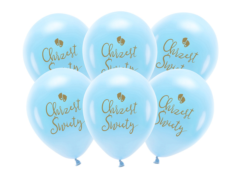 Balony Eco 33 cm Chrzest Święty błękit - zestaw 6 sztuk