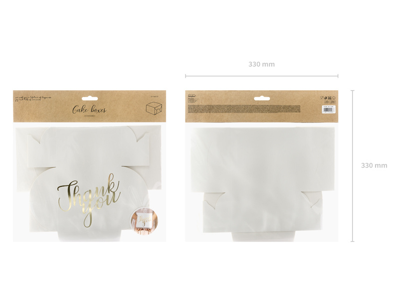 Ozdobne pudełka na ciasto Thank you złoty – widok z boku