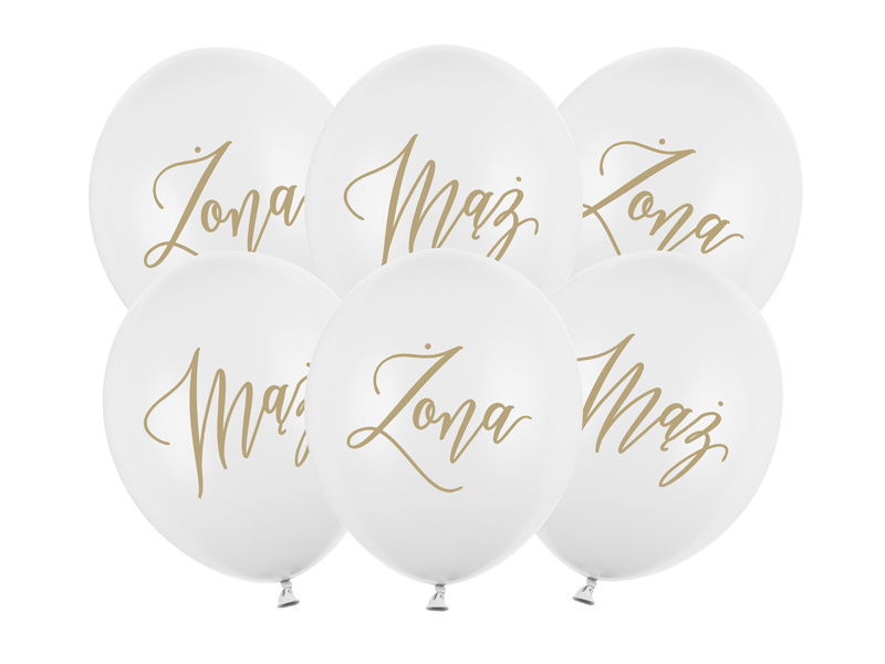 Balony 30cm Żona Mąż Pastel Pure White – opakowanie