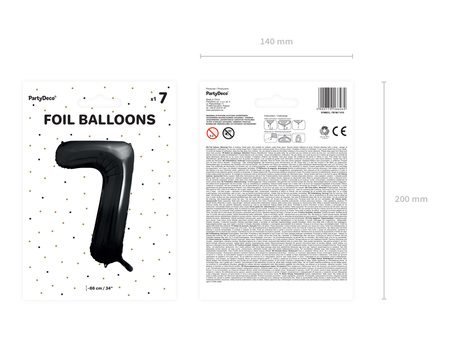 Balon foliowy Cyfra ''7'', 86cm, czarny
