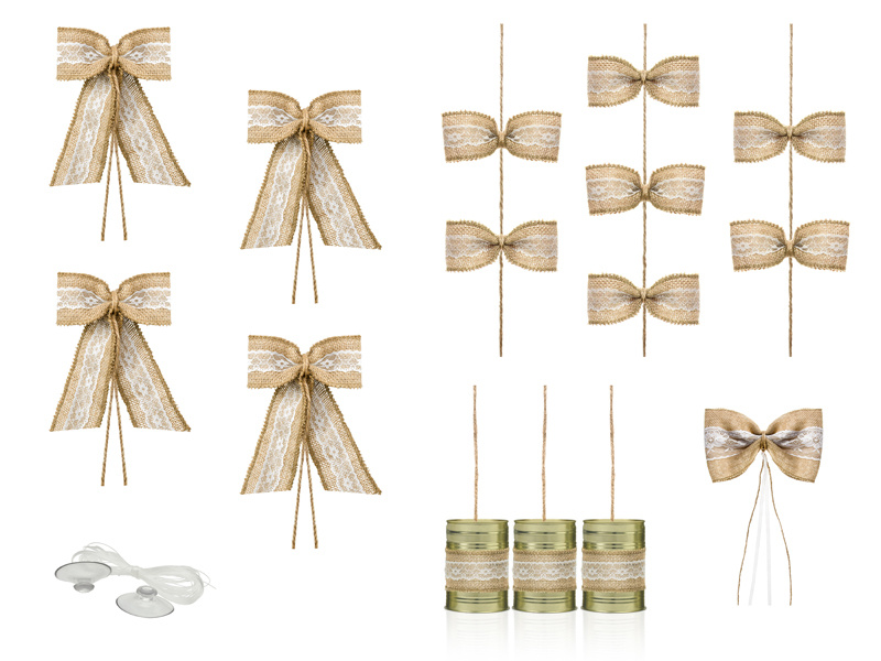 Jutowe kokardki na klamki samochodu