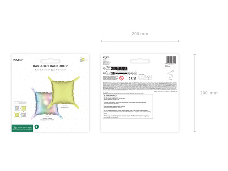 Balon foliowy kurtyna dwustronna Kwadrat, holograficzno-neonowy żółty, 35 x 35 cm (1 op. / 4 szt.)