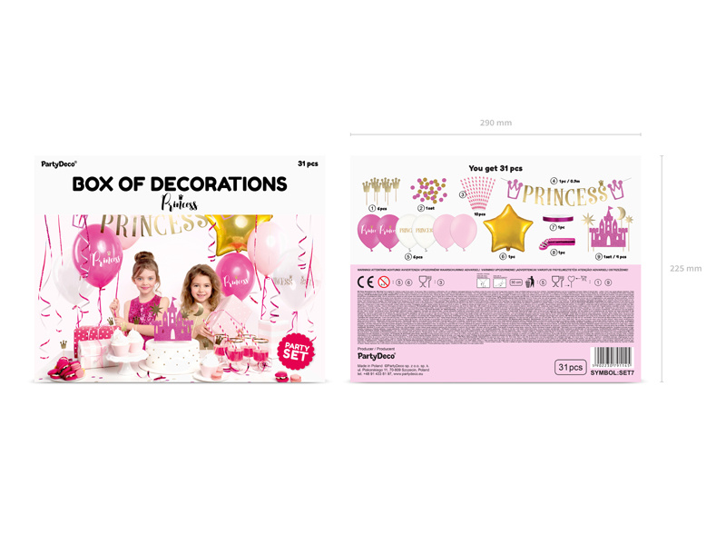 Zestaw dekoracji party Princess - dekoracje do muffinek i toppery