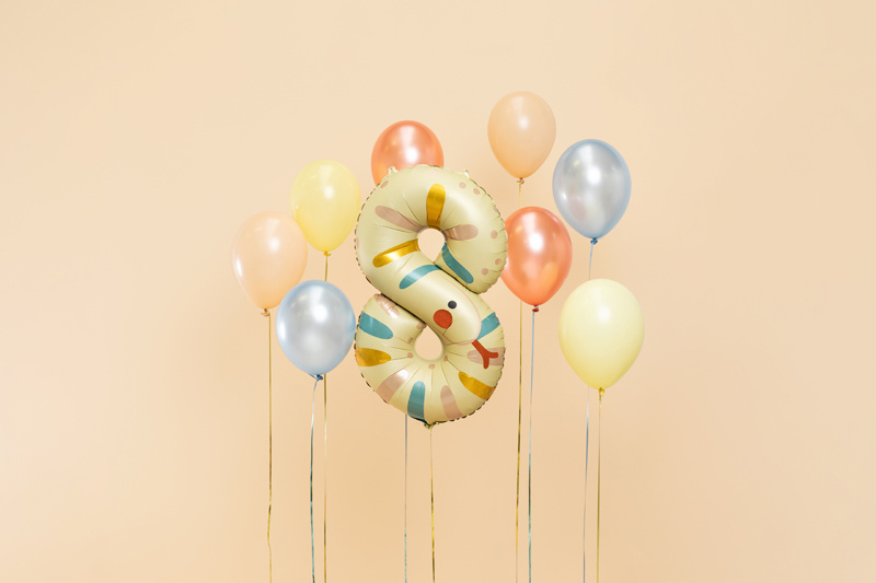Balon dekoracyjny cyfra 8 - Wąż, mix kolorów
