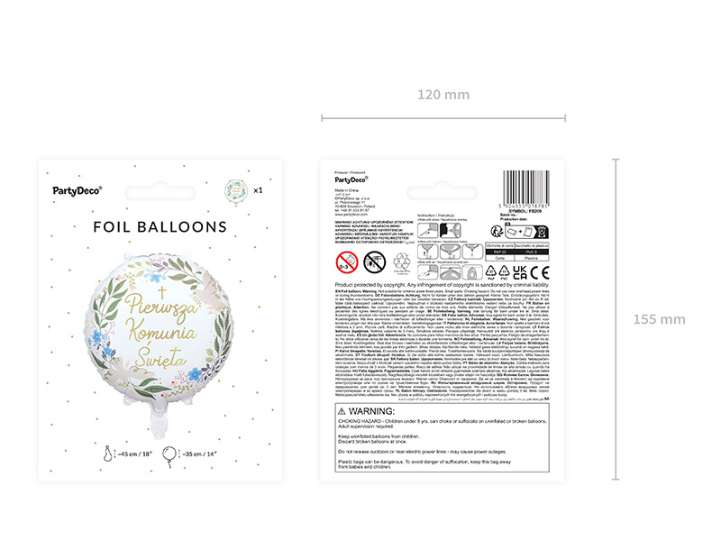 Balon foliowy Pierwsza Komunia Święta 45 cm - zdjęcie 1