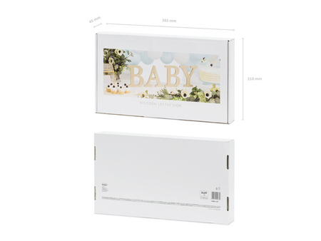 Drewniany napis BABY, 16.5-21.5x19.5 cm
