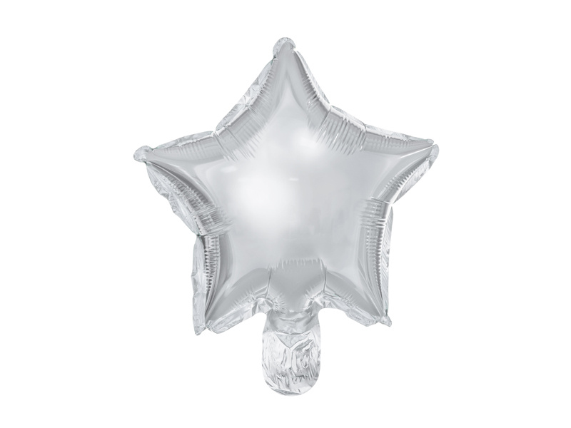 Balony foliowe Gwiazdka srebrny 25 cm - opakowanie