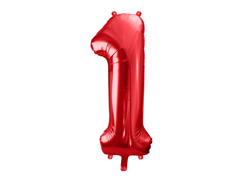 Balon foliowy cyfra 1 czerwony 86 cm