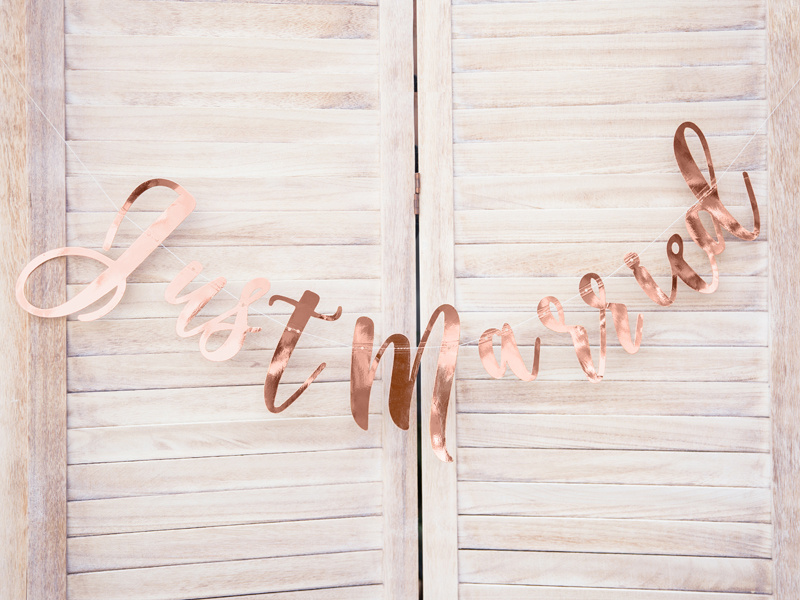 Baner Just Married różowe złoto 20x77cm - zdjęcie 4