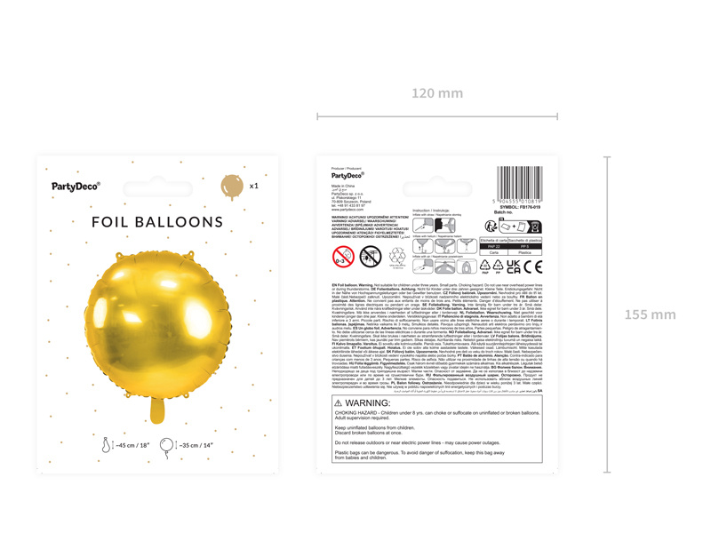 Złoty balon foliowy Pastylka – detal