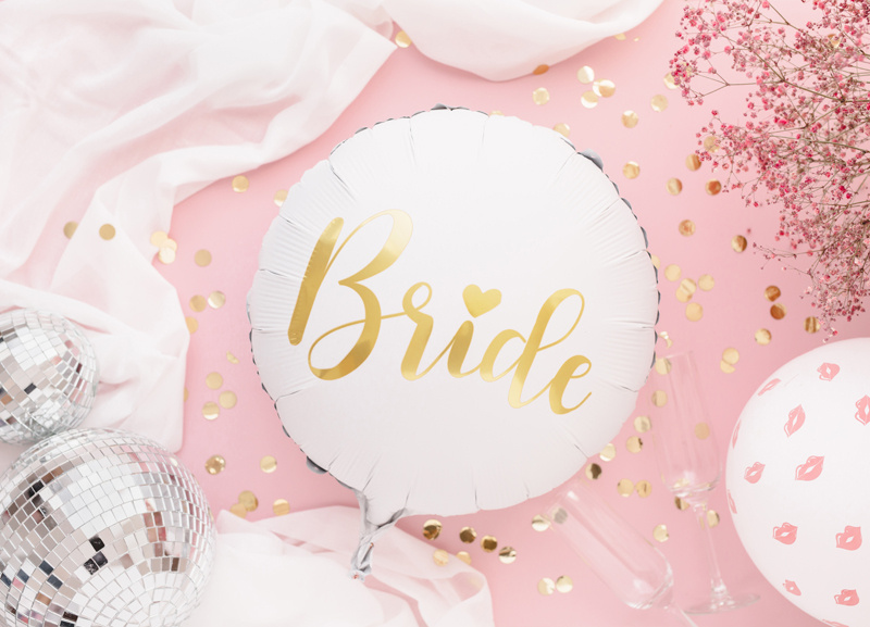 Balon foliowy Bride 45cm biały - zdjęcie 3