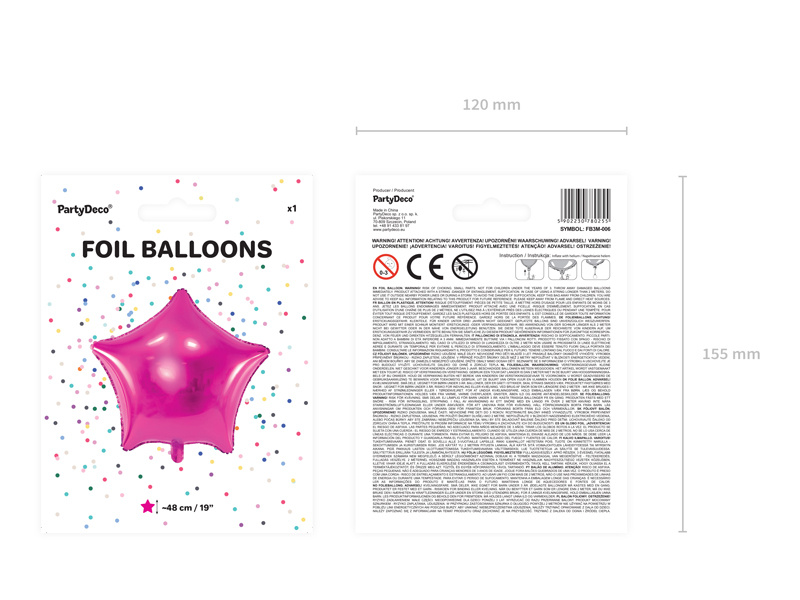 Balon foliowy Gwiazdka ciemnoróżowy - zbliżenie