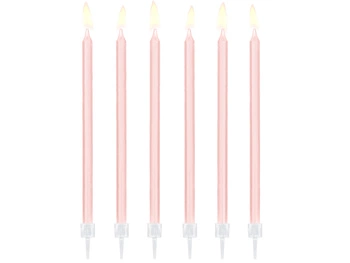 Świeczki urodzinowe gładkie, jasny różowy, 14cm (1 op. / 12 szt.)