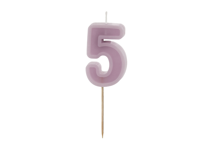 Świeczka urodzinowa Cyferka 5 fiolet 6 cm