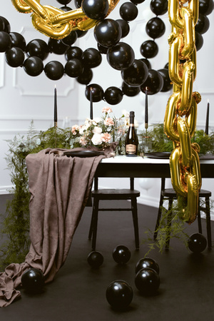 Balony z łącznikiem, 33 cm, czarny (1 op. / 20 szt.)