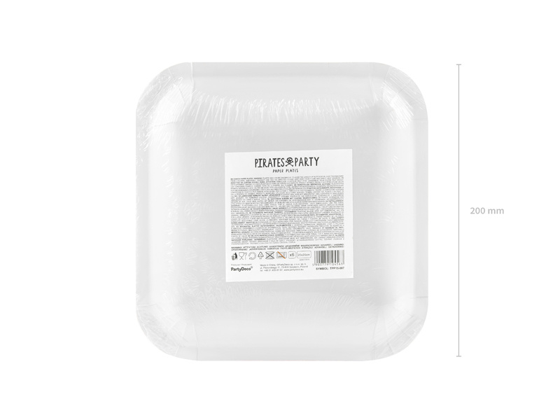 Talerzyki Piraci czerwone 20x20cm - widok z góry