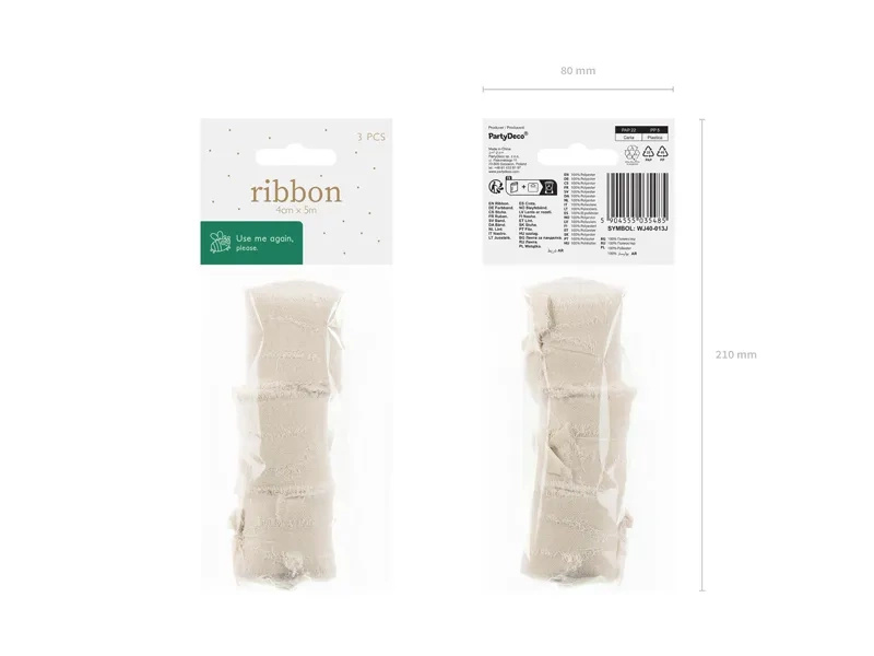 Wstążka szyfonowa jasny beż detale