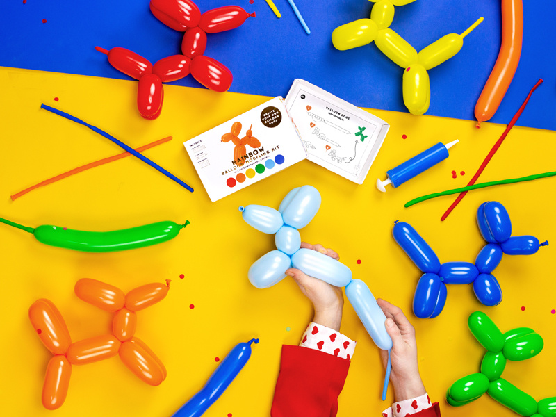 Zestaw balonów modelin pastelowych z pompką - widok opakowania