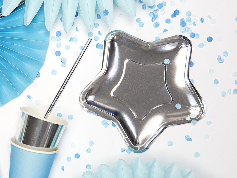 Talerzyki Gwiazdka srebrny 18cm - zbliżenie