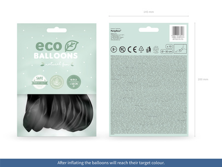 Balony Eco 30cm pastelowe, czarny (1 op. / 10 szt.)