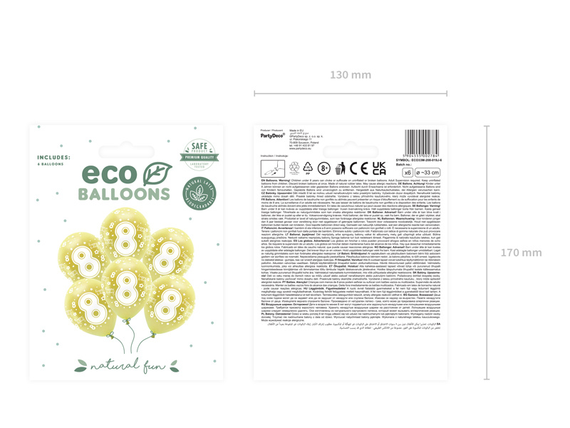 Balony Eco Cyfra 8 jasnozłoty – szczegółowy widok produktu