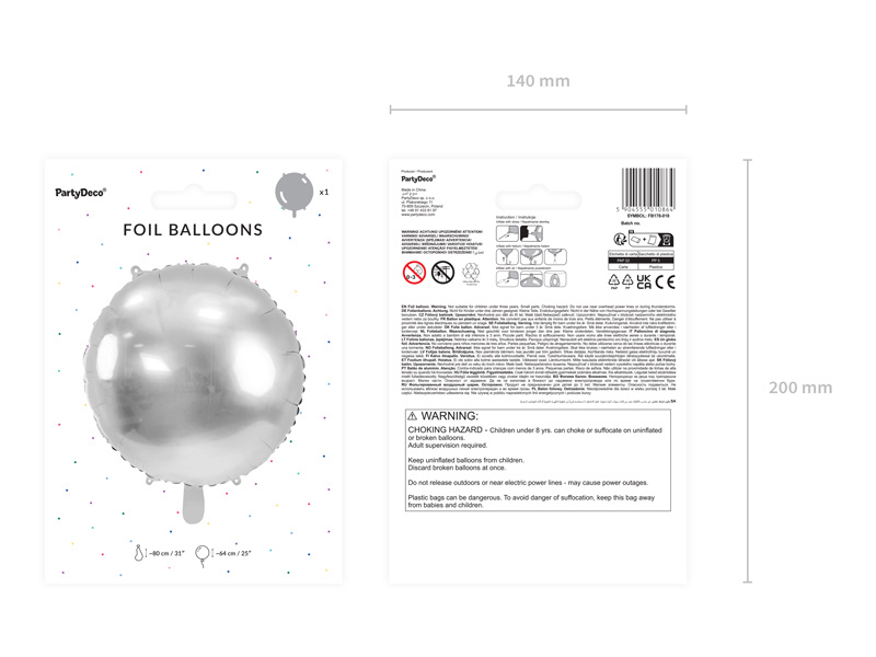 Srebrny balon foliowy Pastylka z boku