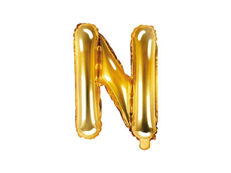 Balon foliowy Litera N 35cm złoty