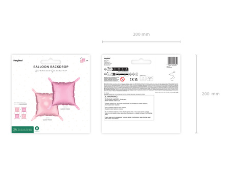 Balon foliowy kurtyna dwustronna Kwadrat, brudny róż, 35 x 35 cm (1 op. / 4 szt.)