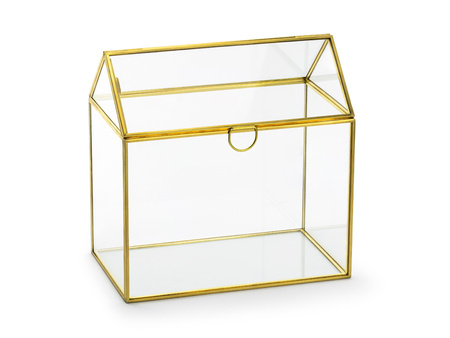 Szklane pudełko na koperty, złoty, 13x21x21cm