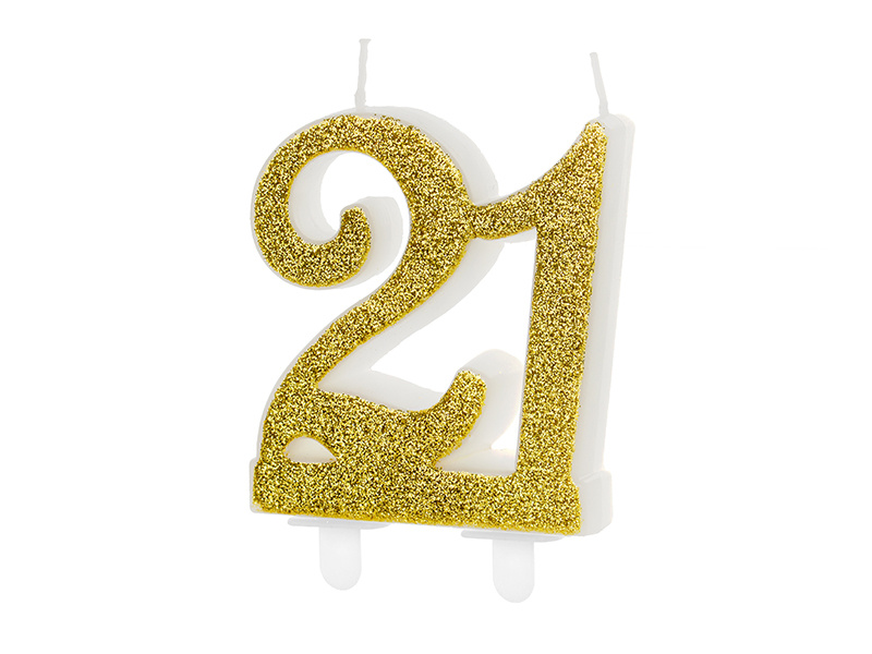 Świeczka urodzinowa liczba 21 złoty 7.5 cm