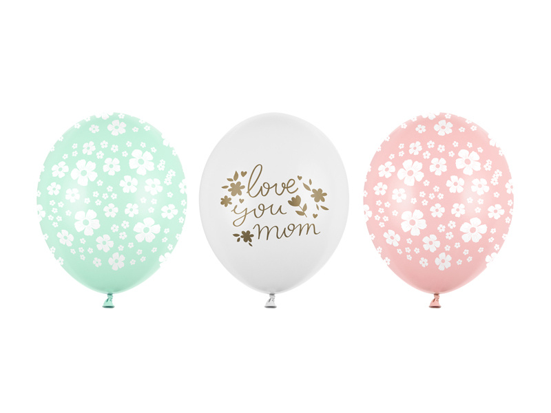 Balony Love you mom – mix kolorów 30 cm
