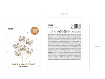Balony 30cm, Bride to be, Crystal Clear (1 op. / 6 szt.)