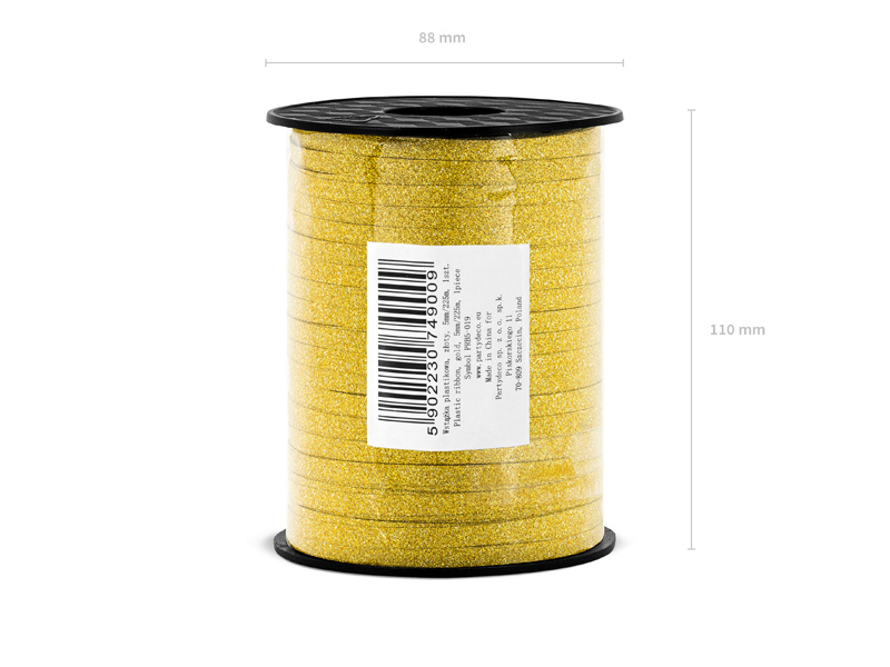 Wstążka plastikowa złota 5mm 225m zdjęcie 2