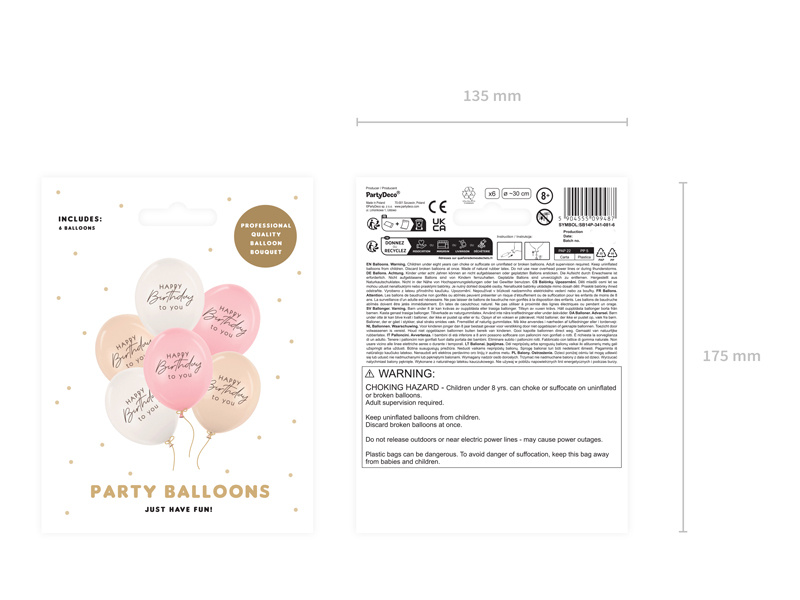 Balony Happy Birthday pastelowy mix